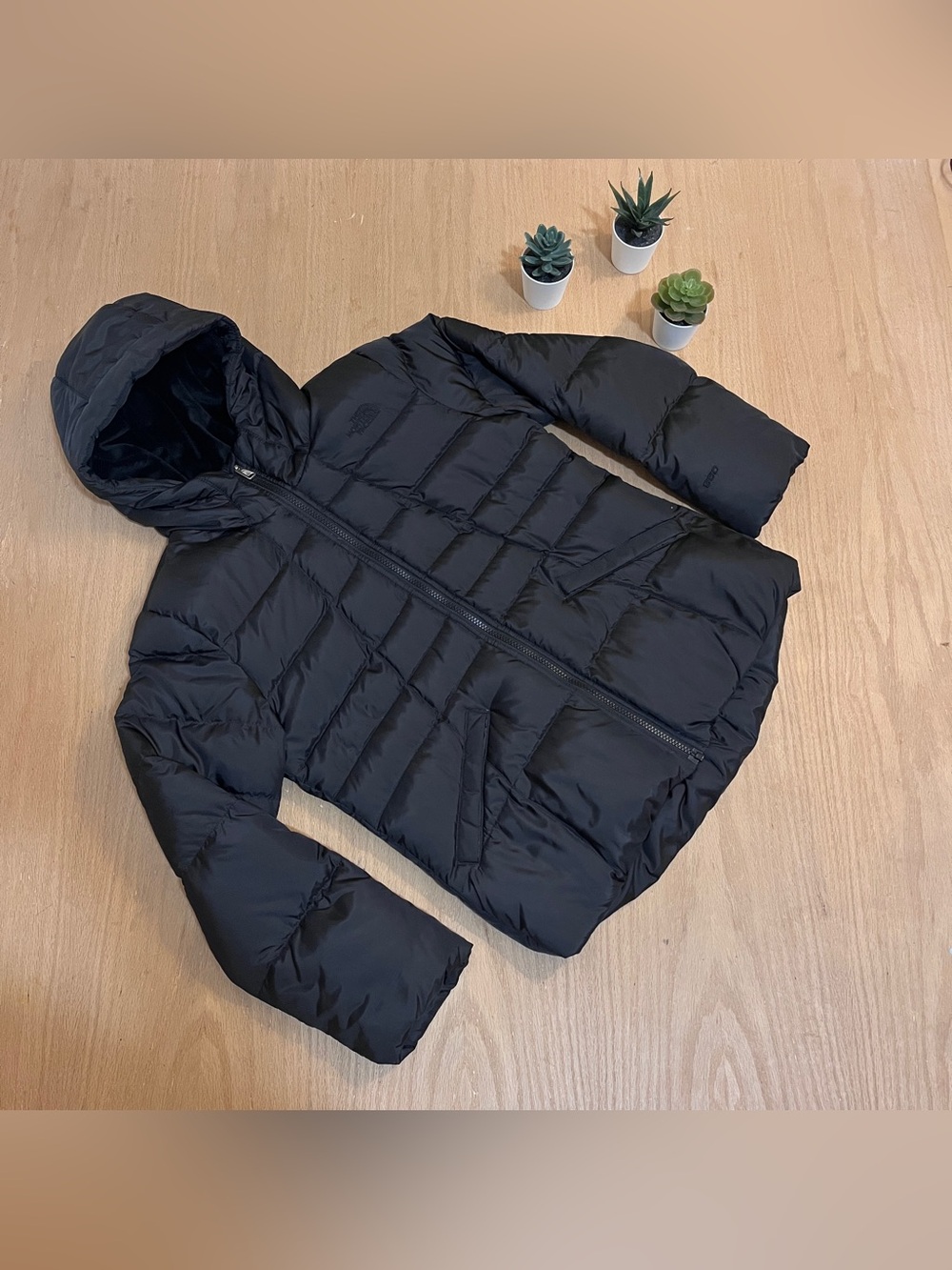 The North Face Girls Moondoggy 550 Down Filled Hooded Black Puffer Winter Jacket